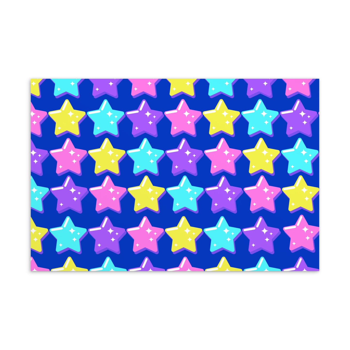 Electric Star Wave Navy Blue - (4" x 6") Art Print Postcard