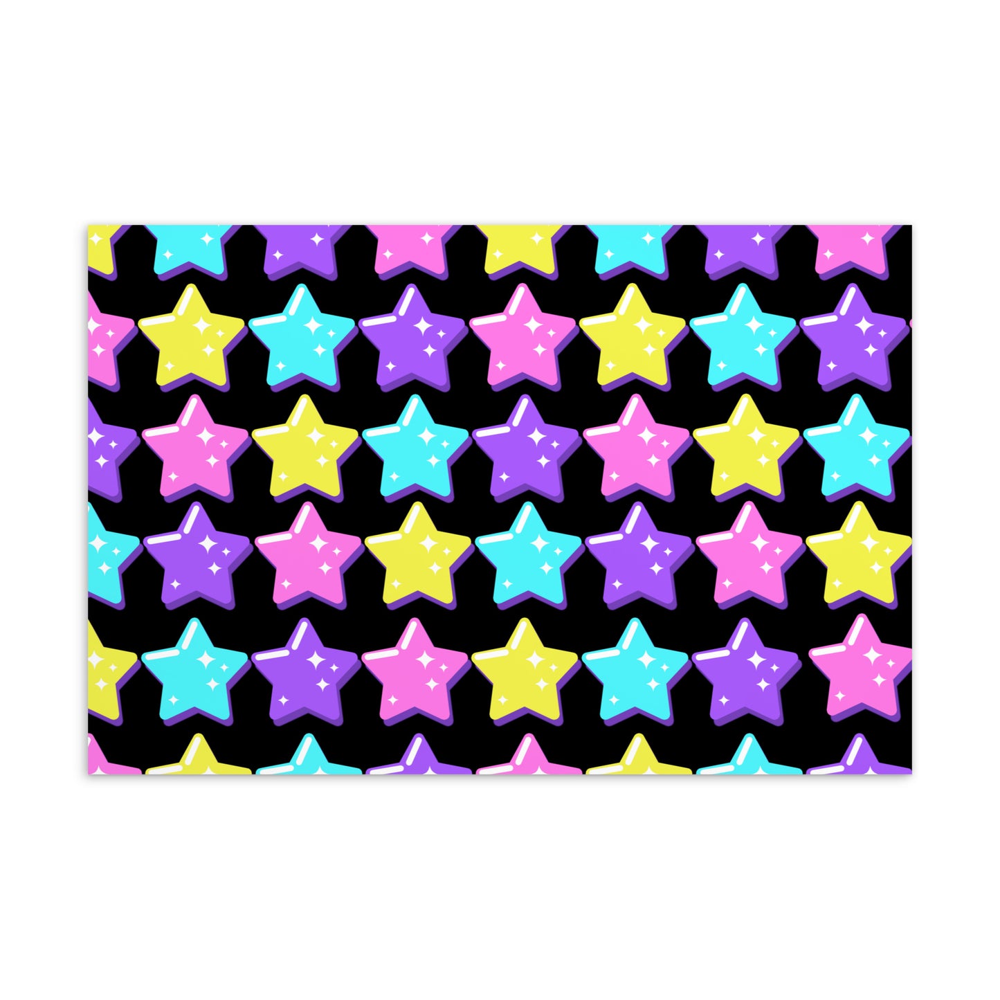Electric Star Wave Black - (4" x 6") Art Print Postcard