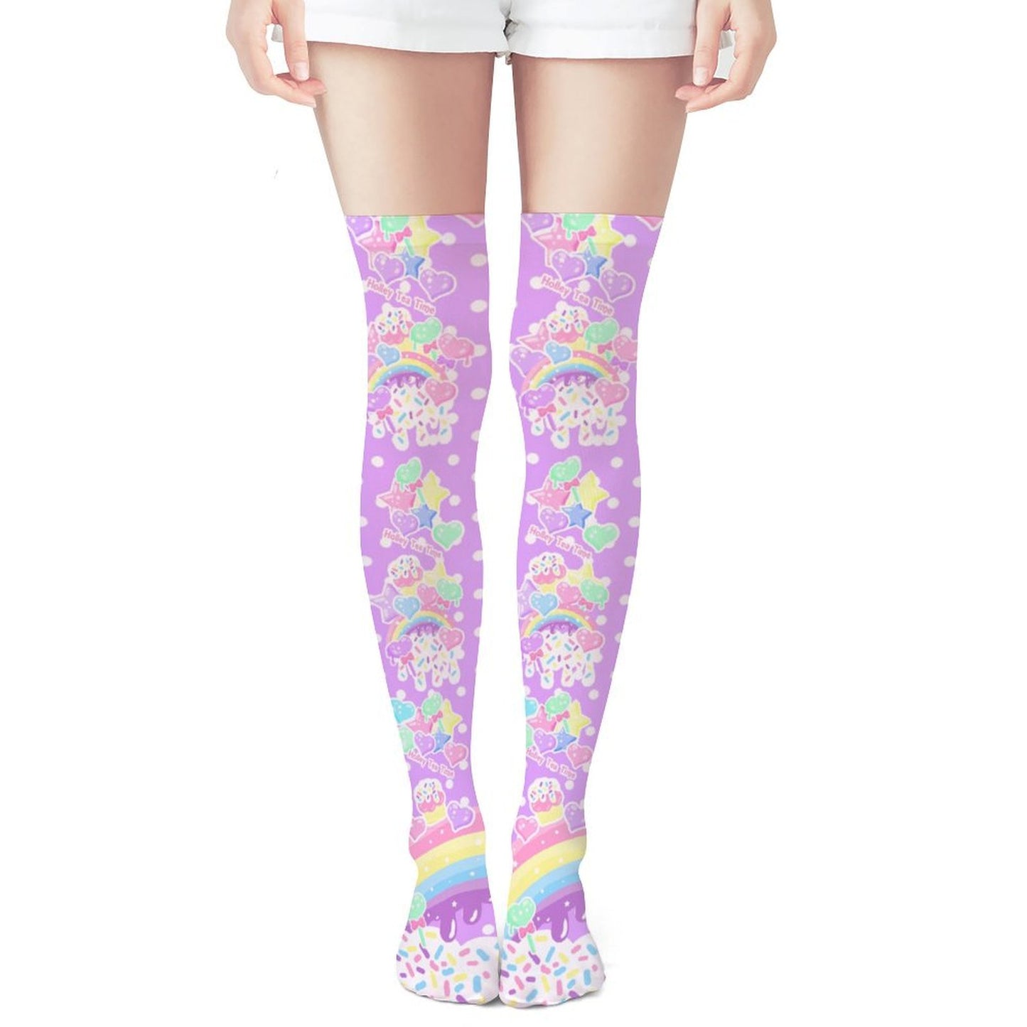 Rainbow Sweets Over Knee Stocking Socks (Purple)