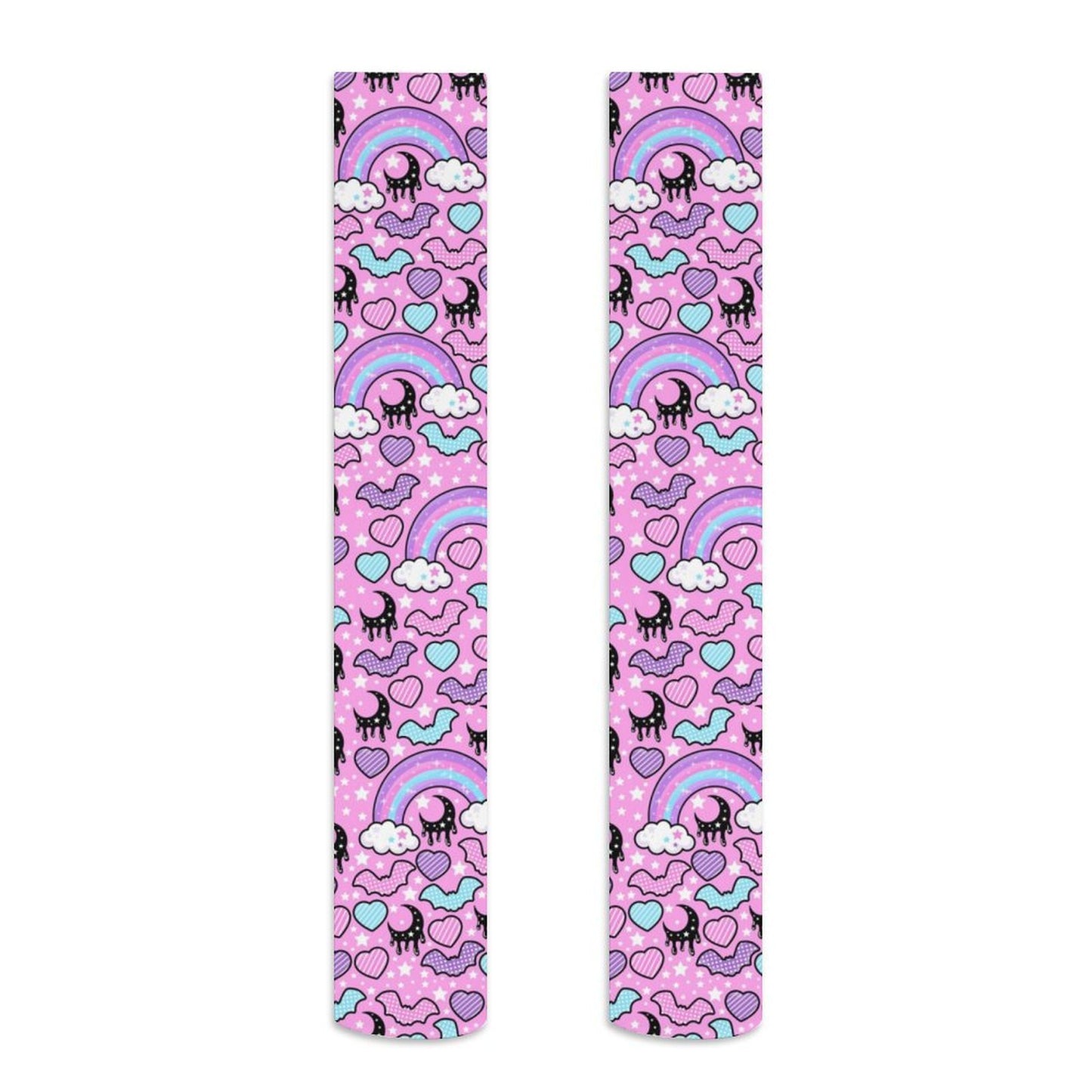Rainbow Spooky Bats Over Knee Stocking Socks (Pink)