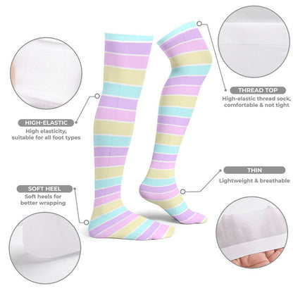 Pastel Stripes Over Knee Stocking Socks