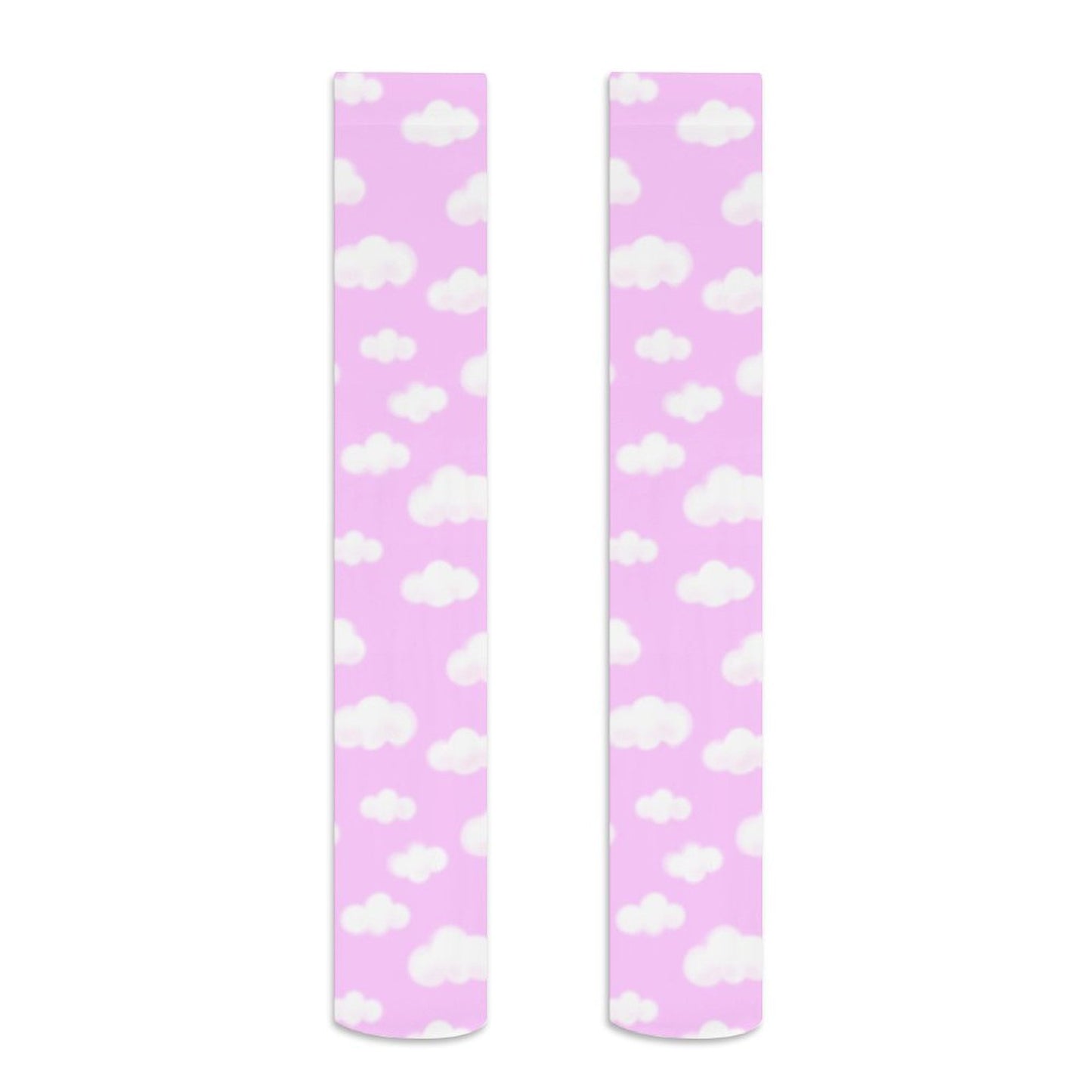 Dreamy Clouds Over Knee Stocking Socks (Taffy Pink)