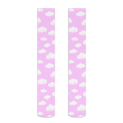 Dreamy Clouds Over Knee Stocking Socks (Taffy Pink)