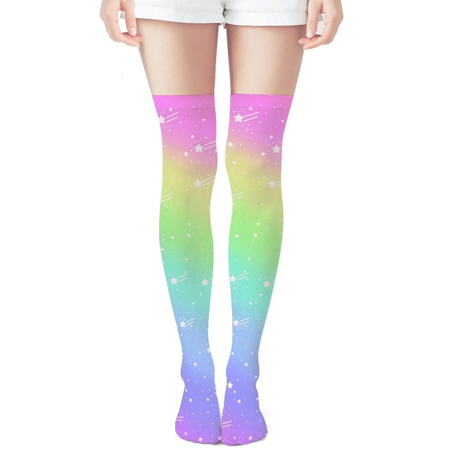 Wishful Rainbow Over Knee Stocking Socks