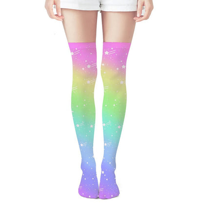 Wishful Rainbow Over Knee Stocking Socks