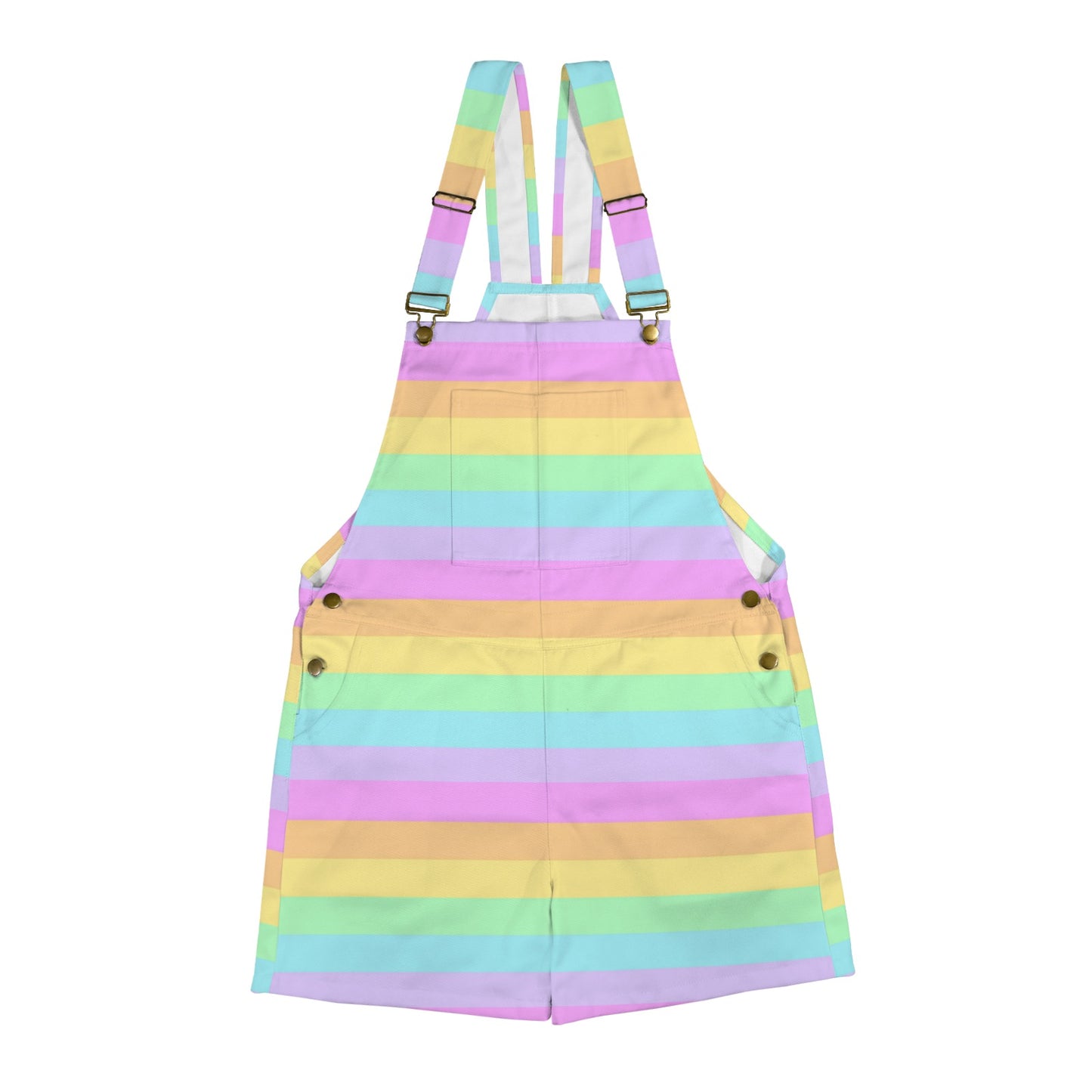 Fruity Rainbow Unisex Shorts Overalls With Adjustable Straps And Pockets (Color Block)