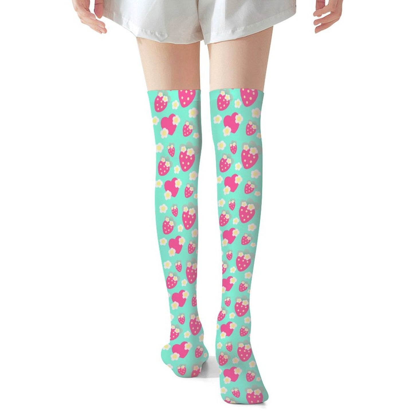 Strawberry Cutie Over Knee Stocking Socks (Fruity Berry Mint)