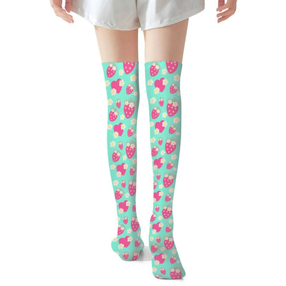 Strawberry Cutie Over Knee Stocking Socks (Fruity Berry Mint)