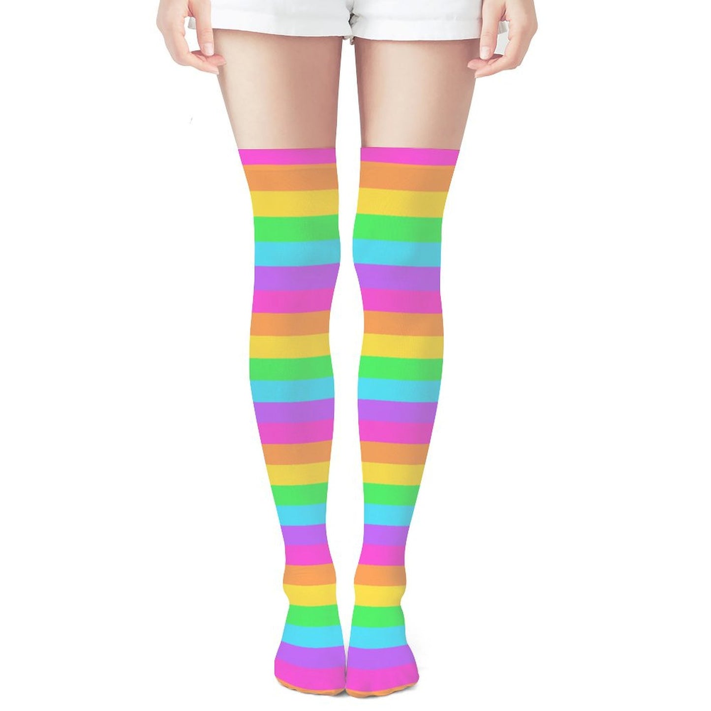 Rainbow Wonderland Over Knee Stocking Socks (Stripes)