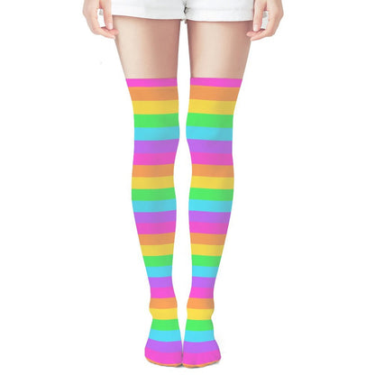 Rainbow Wonderland Over Knee Stocking Socks (Stripes)