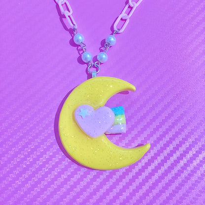 Magical Moon Necklace (Sweet Pink Heart)