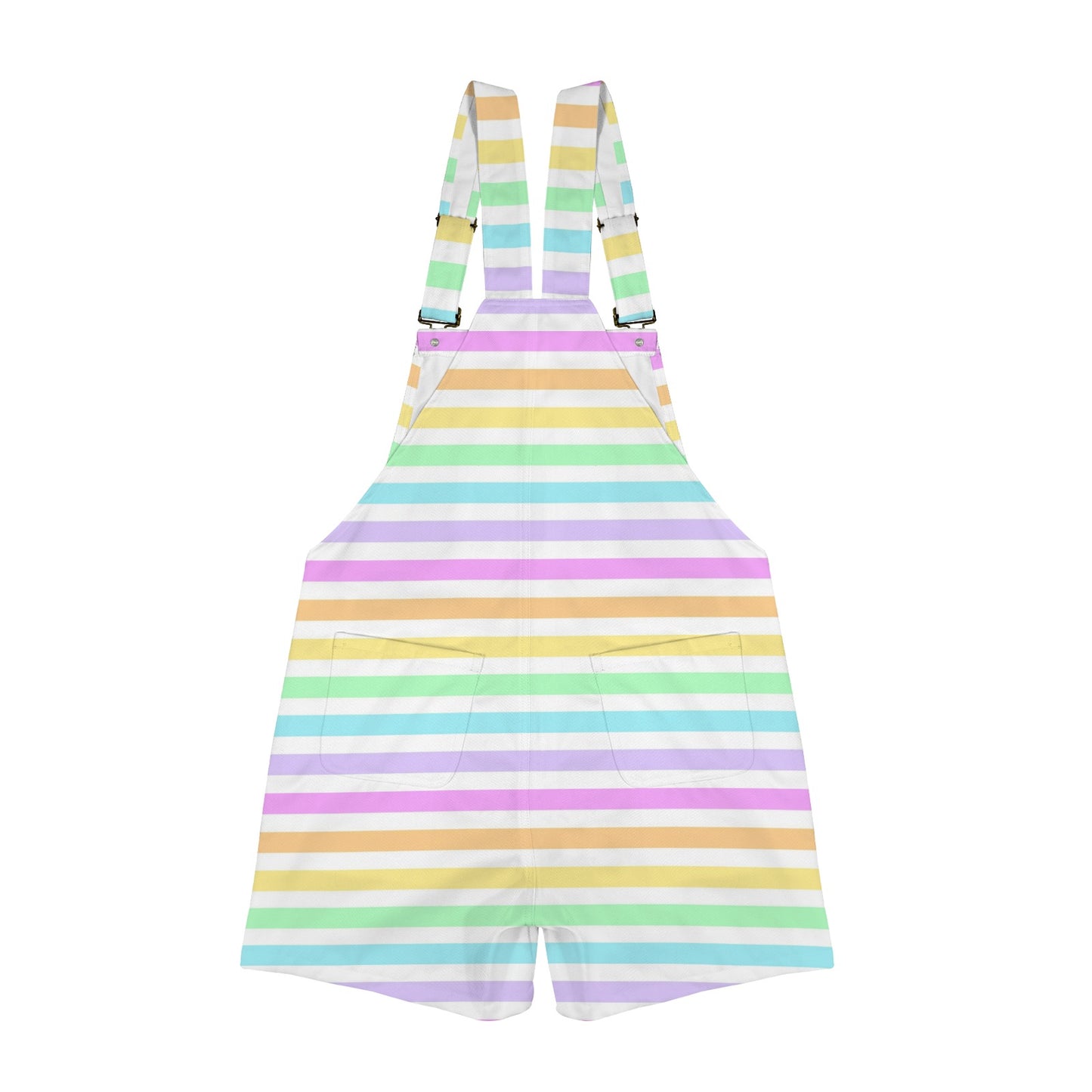 Fruity Rainbow Unisex Shorts Overalls With Adjustable Straps And Pockets (Stripes)