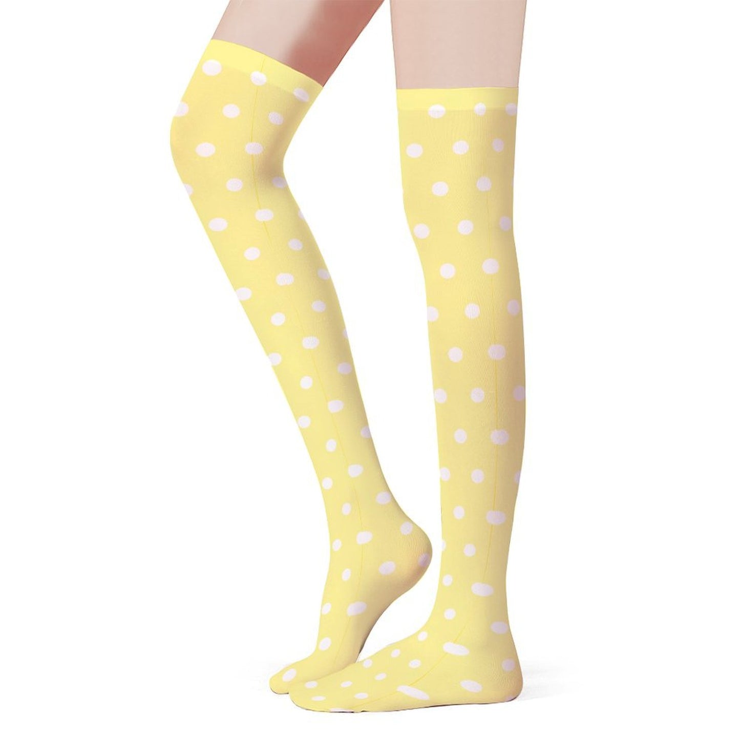 Cute Polka Dots Over Knee Stocking Socks (Yellow)