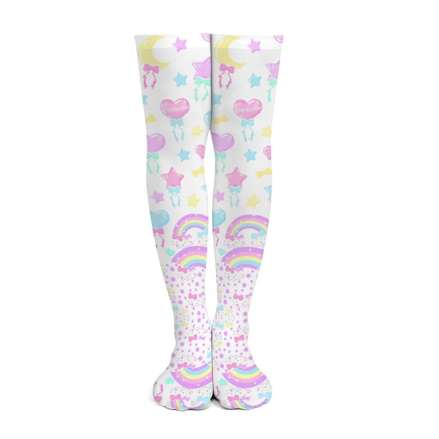 Pastel Party Over Knee Stocking Socks (White)