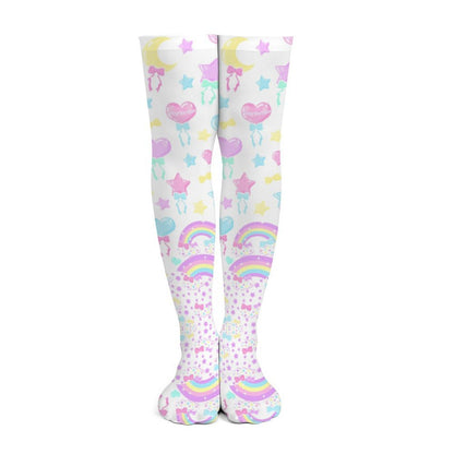 Pastel Party Over Knee Stocking Socks (White)