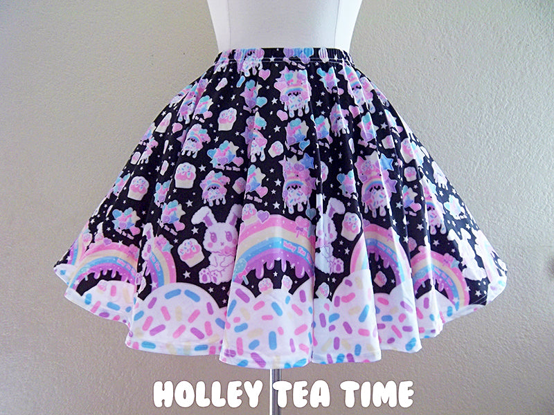 Rainbow Sweets Mini Skater Skirt (Black)