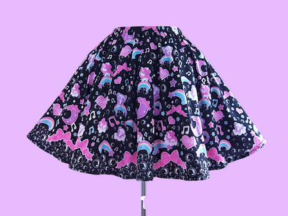 Bubbly Dreams Mini Skater Skirt (Black)