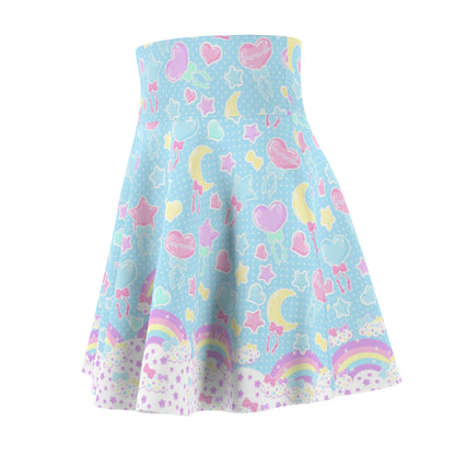 Pastel Party High Waist Skater Skirt (Blue)