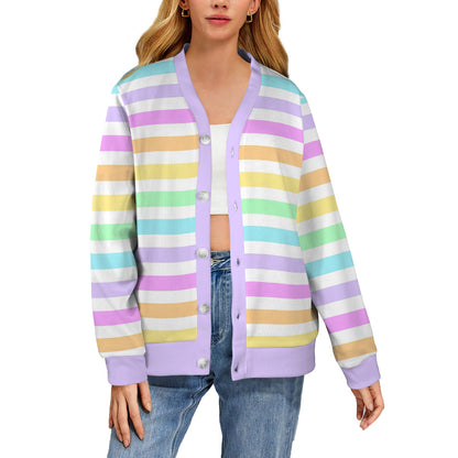 kawaii pastel rainbow stripes cardigan fairy kei decora kei harajuku fashion cutecore