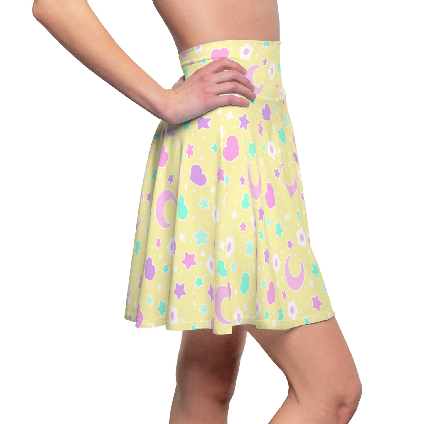 Magical Spring Yellow High Waist Skater Skirt