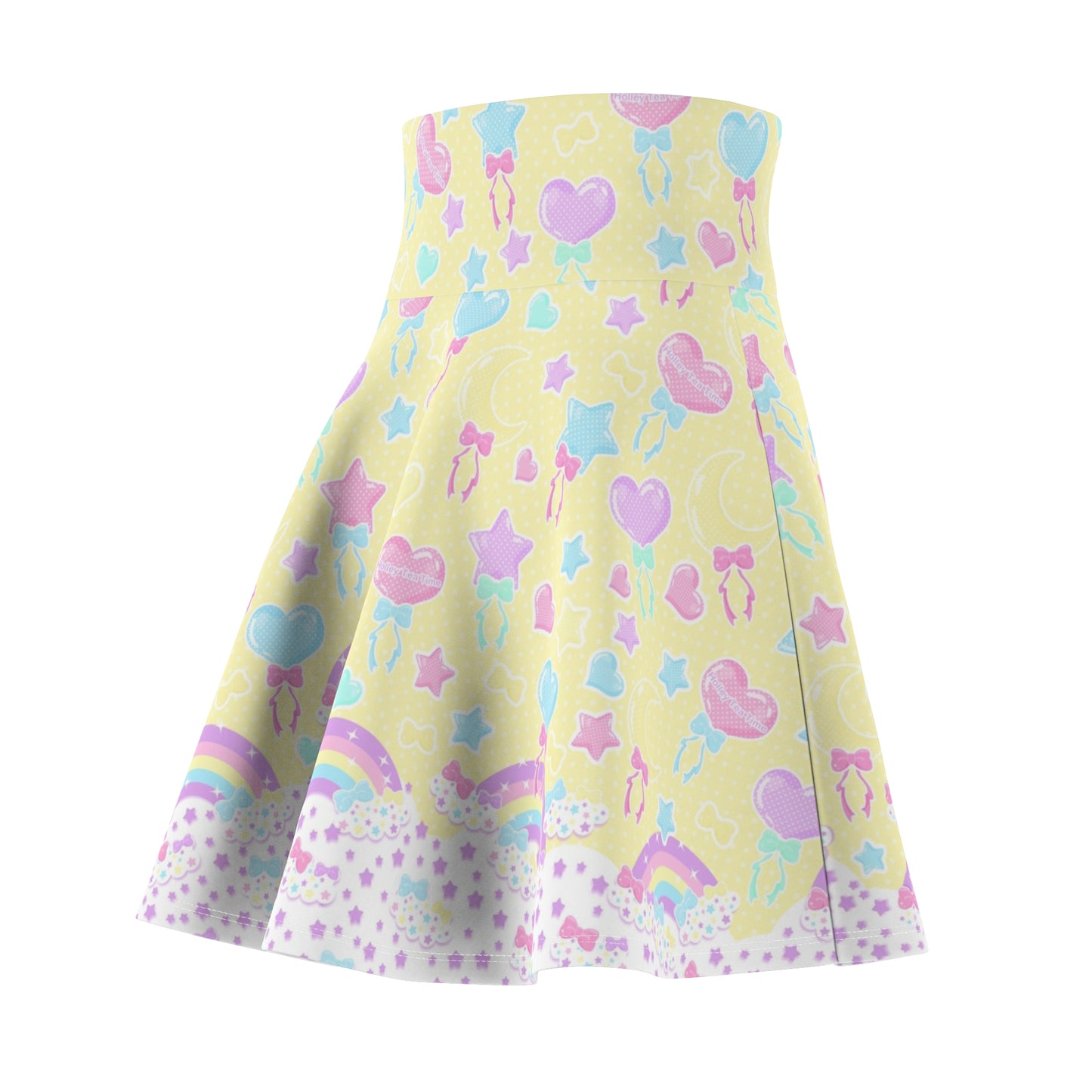 Pastel Party High Waist Skater Skirt (Yellow)