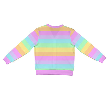 Fruity Rainbow Ribbed Button Up Cardigan (Color Block)