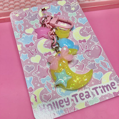 Yellow Magical Moon Keychain (Cute sweet trinkets)