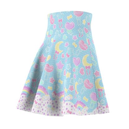 Pastel Party High Waist Skater Skirt (Blue)