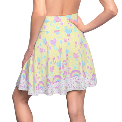 Pastel Party High Waist Skater Skirt (Yellow)