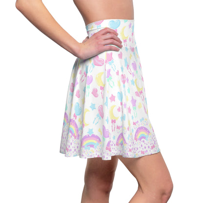 Pastel Party High Waist Skater Skirt (White)