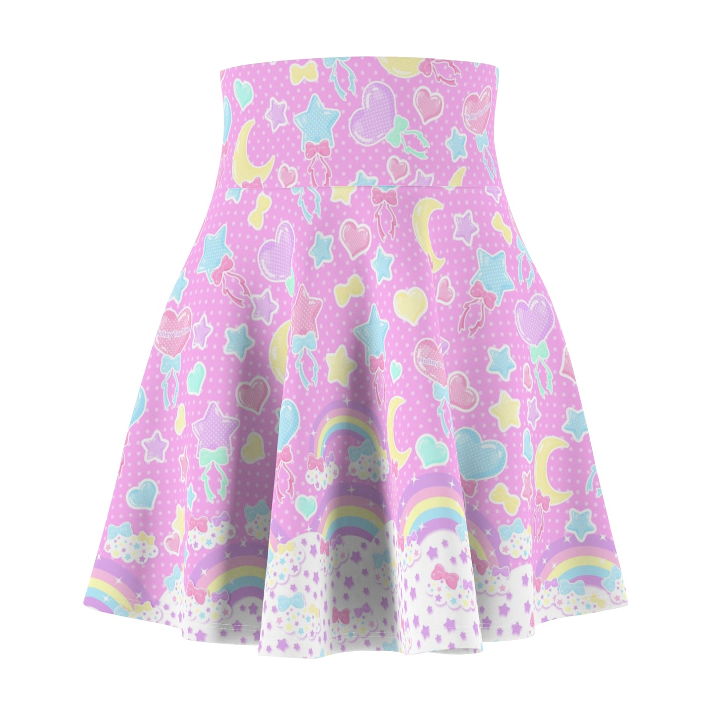 Pastel Party High Waist Skater Skirt (Pink)