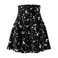 Starry Glitter Black High Waist Skater Skirt