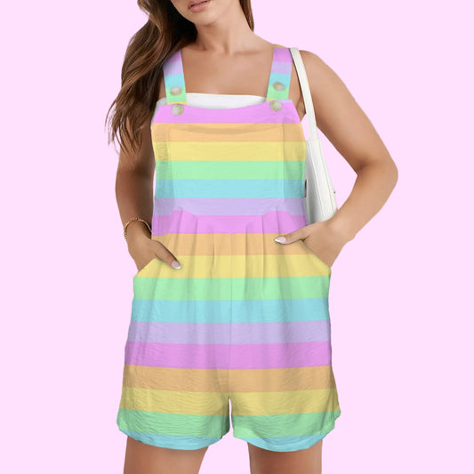Kawaii fashion fairy kei decora kei Harajuku style shorts romper overalls cutecore pastel rainbow