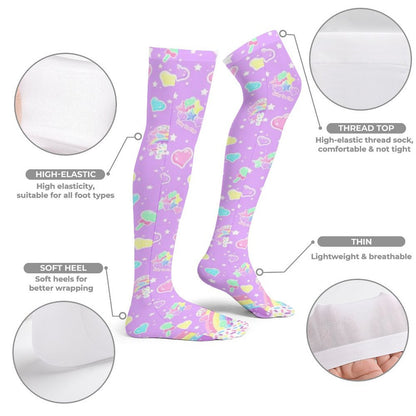 Rainbow Sweets Over Knee Stocking Socks (Purple)