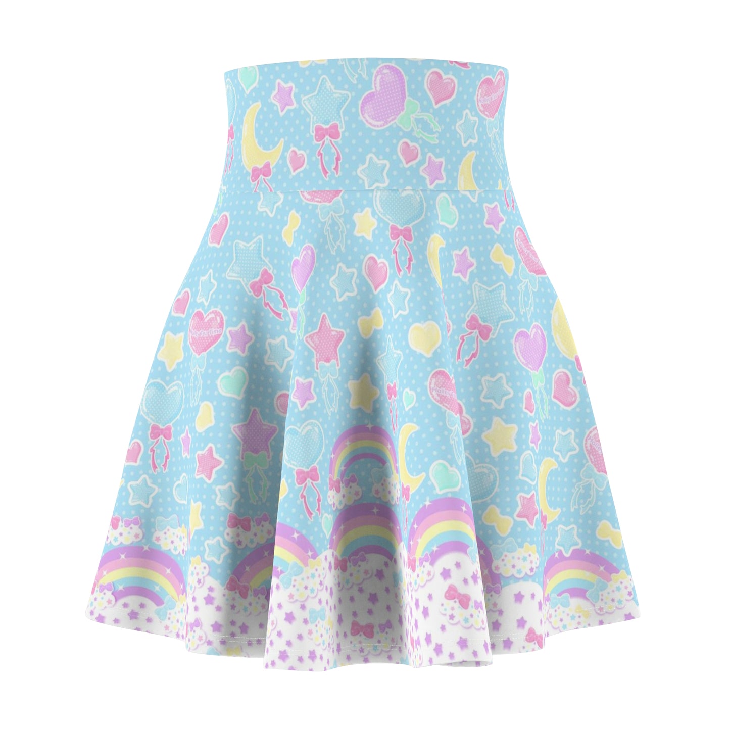 Pastel Party High Waist Skater Skirt (Blue)