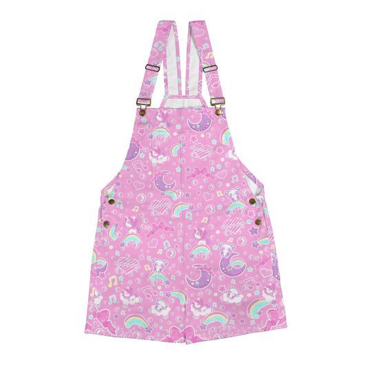 Bubbly Dreams Pink Unisex Shorts Overalls With Adjustable Straps And Pockets