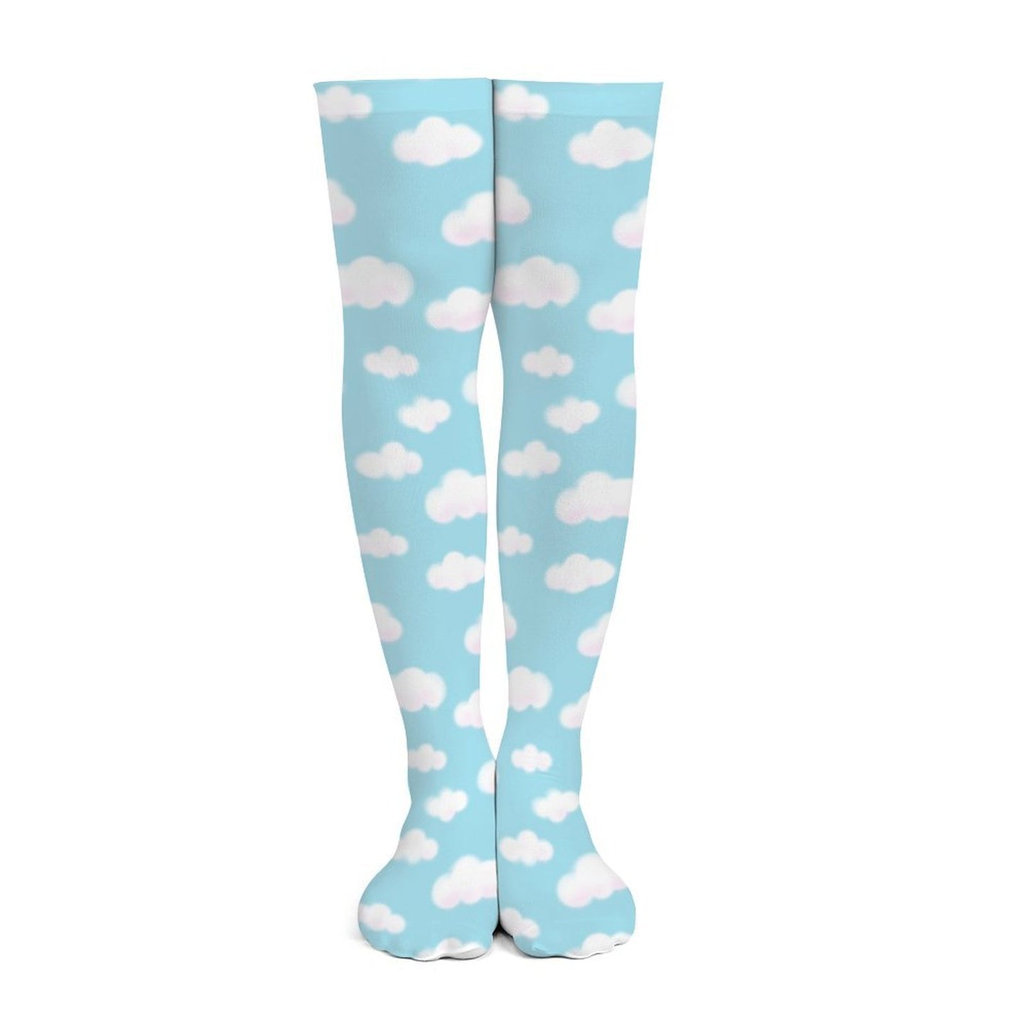 Dreamy Clouds Over Knee Stocking Socks (Sky Blue)