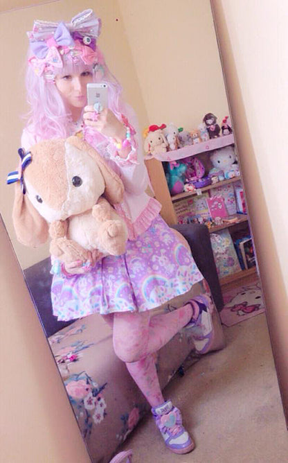 Rainbow Sweets Mini Skater Skirt (Purple)