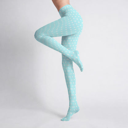 Cute Polka Dots Stretchy Tights (Blue)