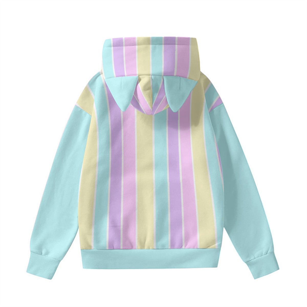 Pastel Stripes Blue Unisex Hoodie With Cat Ears