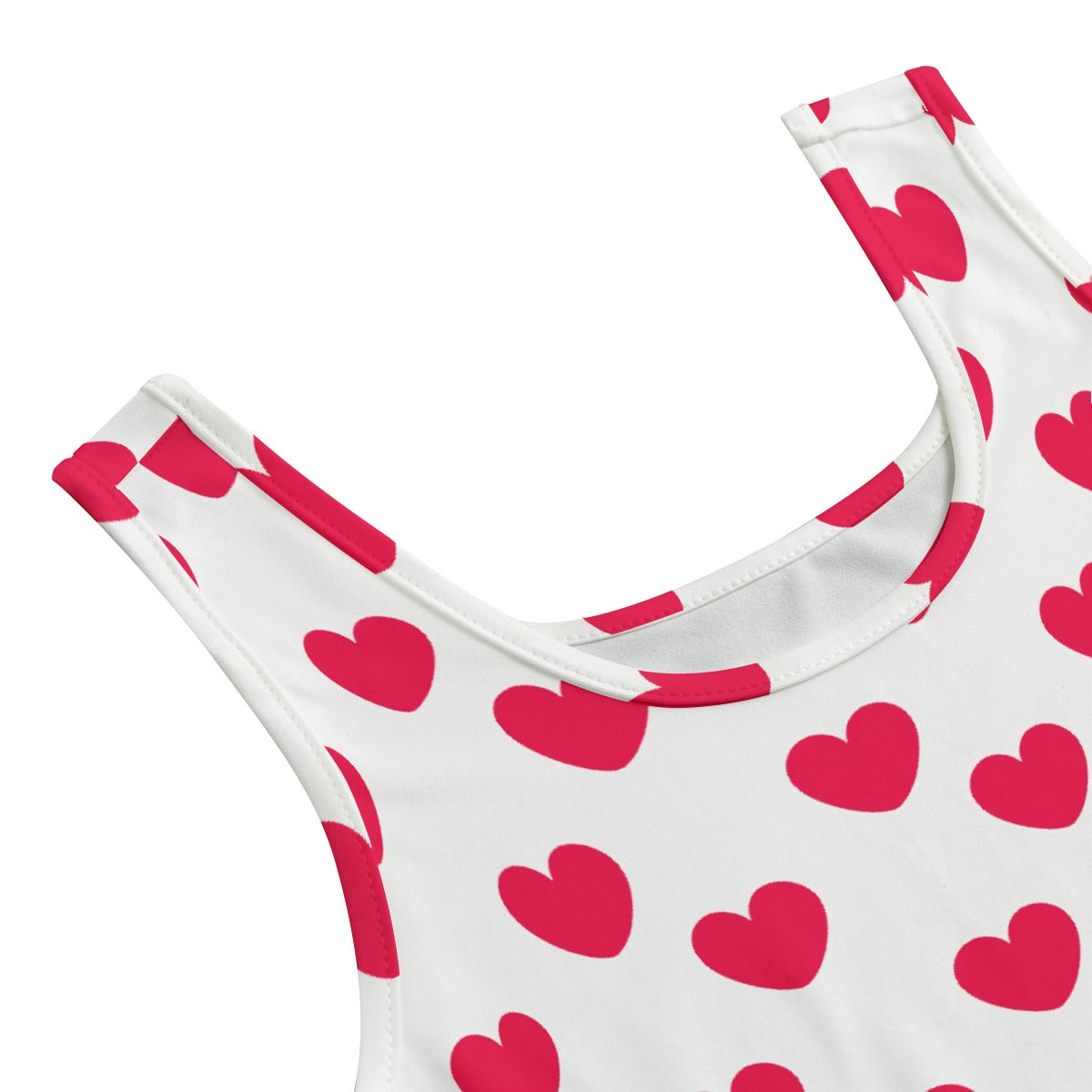 Sweet Love Hearts Women's Crop Top & Yoga Shorts Set (Red x White)