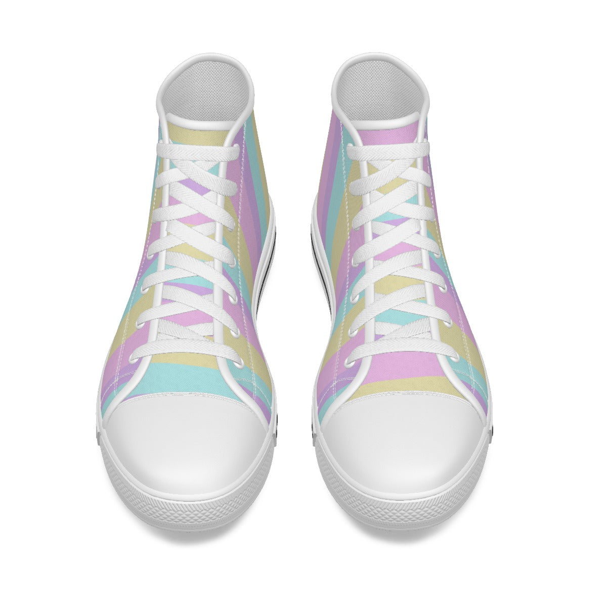 Pastel Stripes Women's High Top Cutie Canvas Shoes (Color Block)