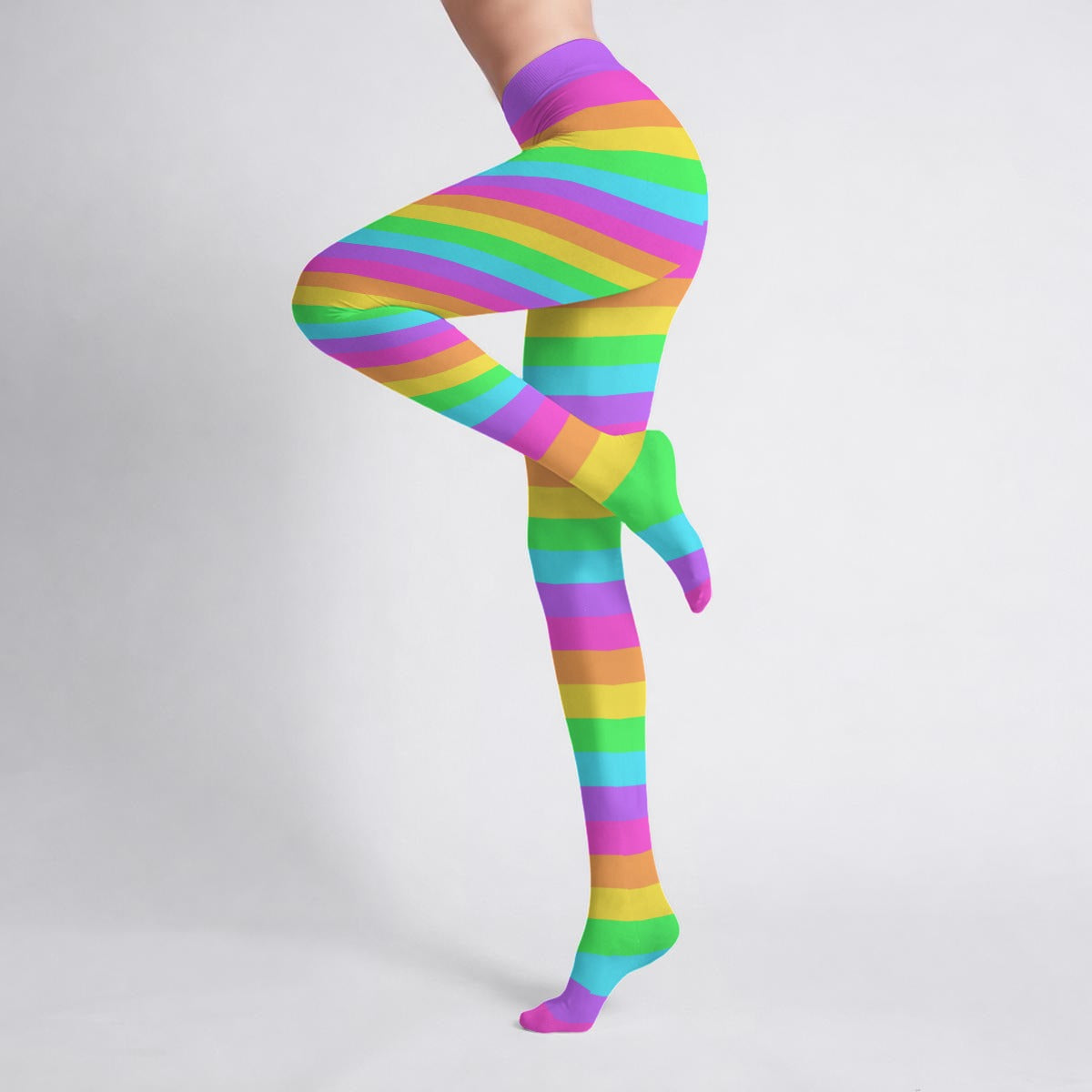 Rainbow Wonderland Stretchy Tights (Color Block Stripes)