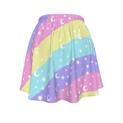 Cosmic Rainbow Skater Skirt With Pockets