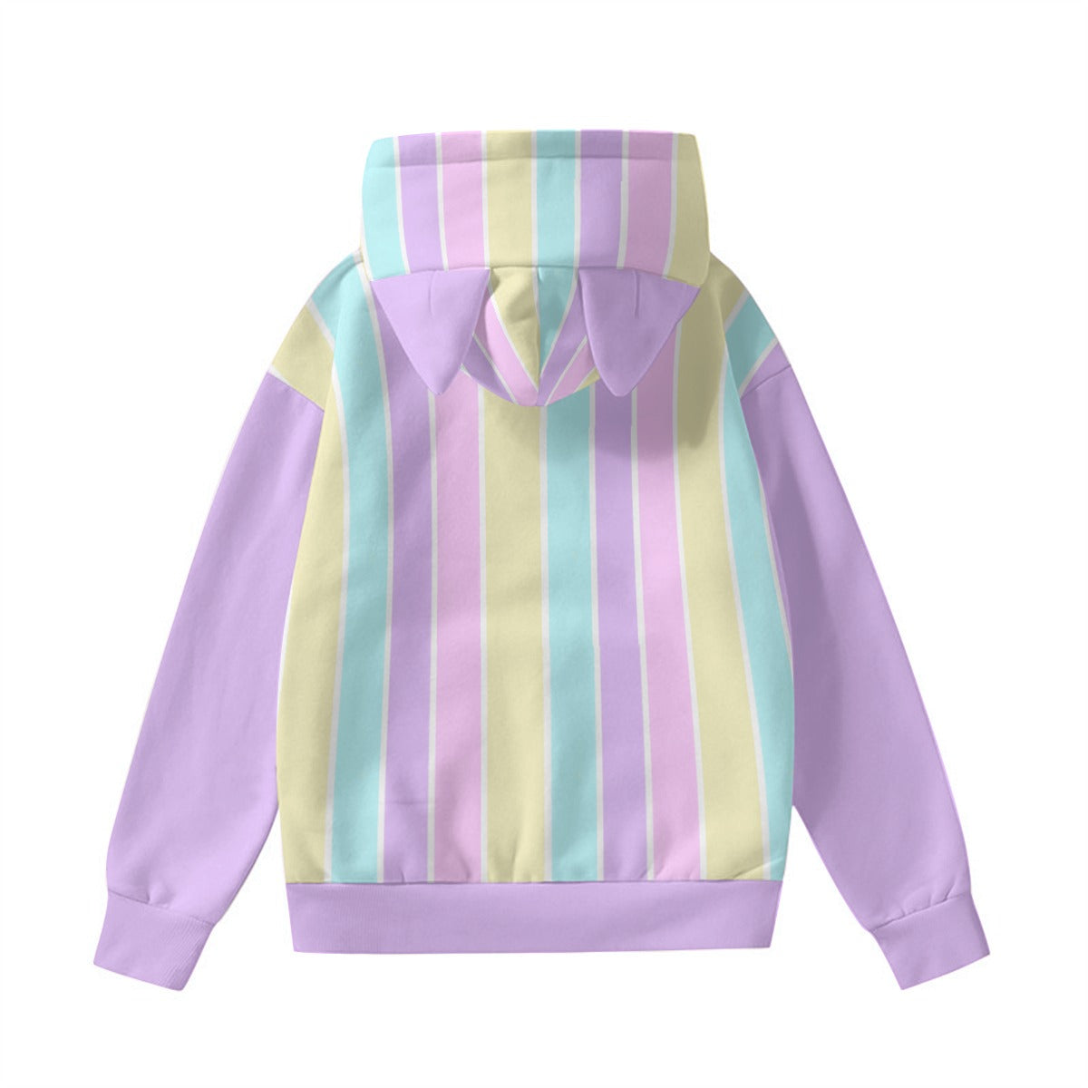 Pastel Stripes Purple Unisex Hoodie With Cat Ears