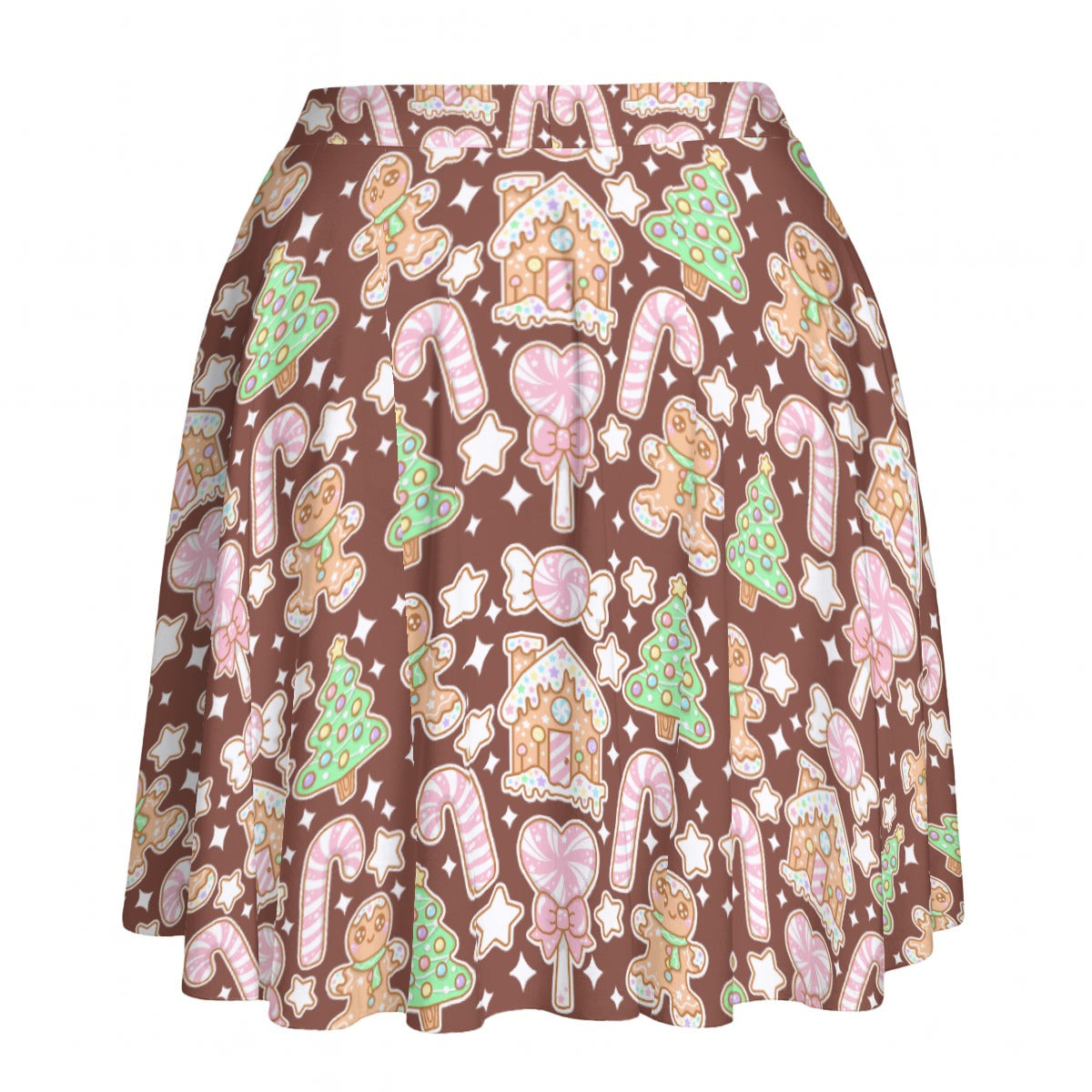 Kawaii Christmas Skater Skirt (Chocolate Cocoa)