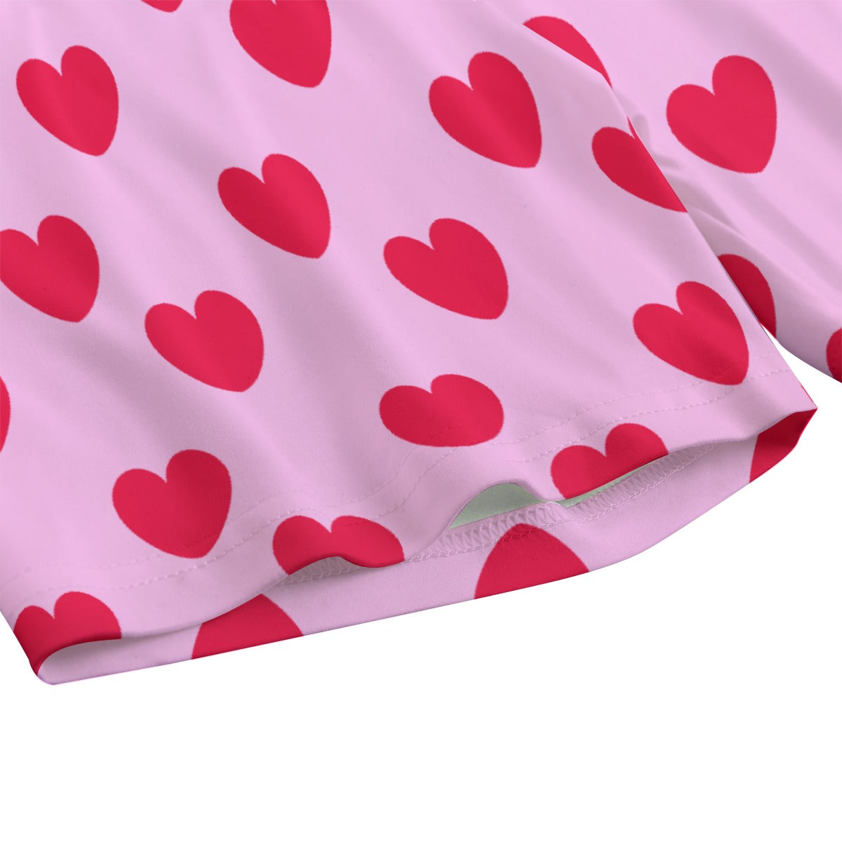 Sweet Love Hearts Women's Crop Top & Yoga Shorts Set (Red x Pink)