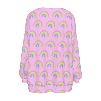 Charmed With Luck Rainbow Open Front Cardigan (Pink) [Holley Tea Time x Good Luck Cutie]