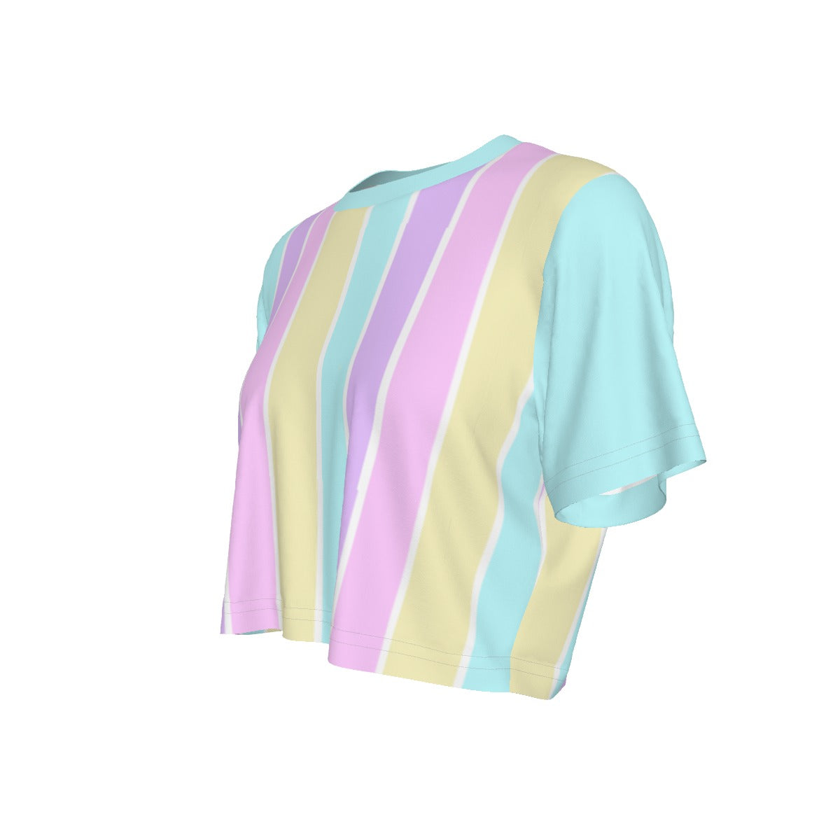 Pastel Stripes Blue Crop Top T-Shirt