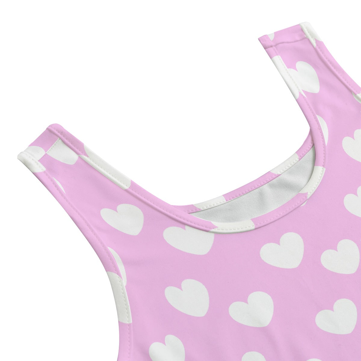 Sweet Love Hearts Women's Crop Top & Yoga Shorts Set (White x Pink)